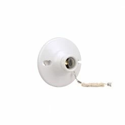 Eaton Light Sockets Plastic Pull Chain Ceiling Socket, White -Eaton Outlet Store 42194265
