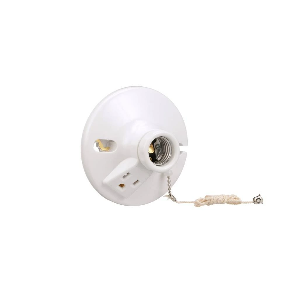 Eaton Light Sockets 3-Way Plastic Pull Chain Ceiling Socket, White 6 Eaton Light Sockets 3-Way Plastic Pull Chain Ceiling Socket, White - Image 6
