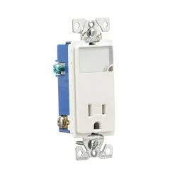 Eaton Electrical Outlets 15-Amp Tamper Resistant Residential Decorator Outlet with Night Light, White -Eaton Outlet Store 42205671