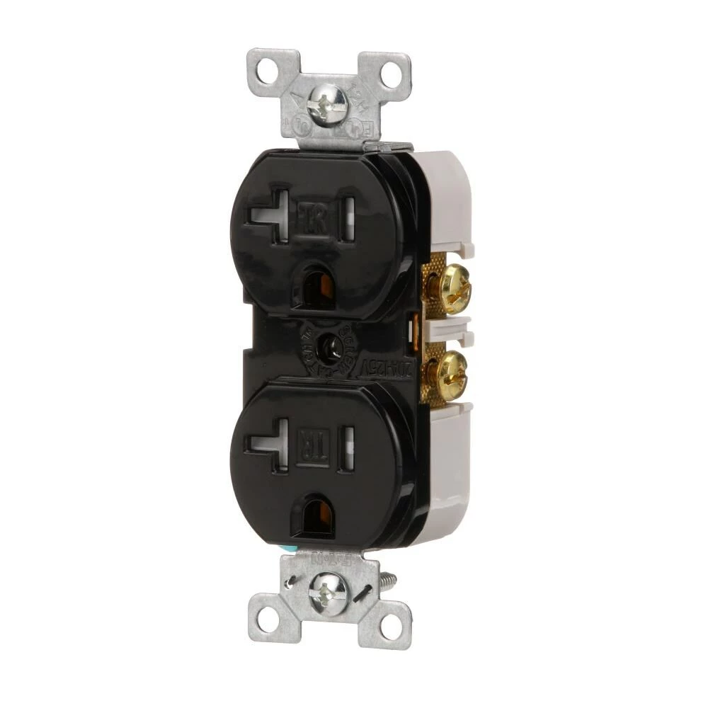 Eaton Electrical Outlets 20-Amp Tamper Resistant Commercial Duplex Outlet, Black 2 Eaton Electrical Outlets 20-Amp Tamper Resistant Commercial Duplex Outlet, Black - Image 2