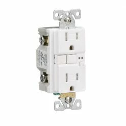 Eaton Electrical Outlets 15-Amp Tamper Resistant Audible Alarm GFCI Residential Decorator Outlet, White -Eaton Outlet Store 42211808