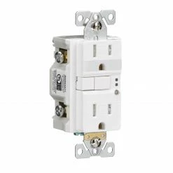 Eaton Electrical Outlets 15-Amp Tamper Resistant GFCI Residential/Commercial Decorator Outlet with Night Light, White -Eaton Outlet Store 42215481