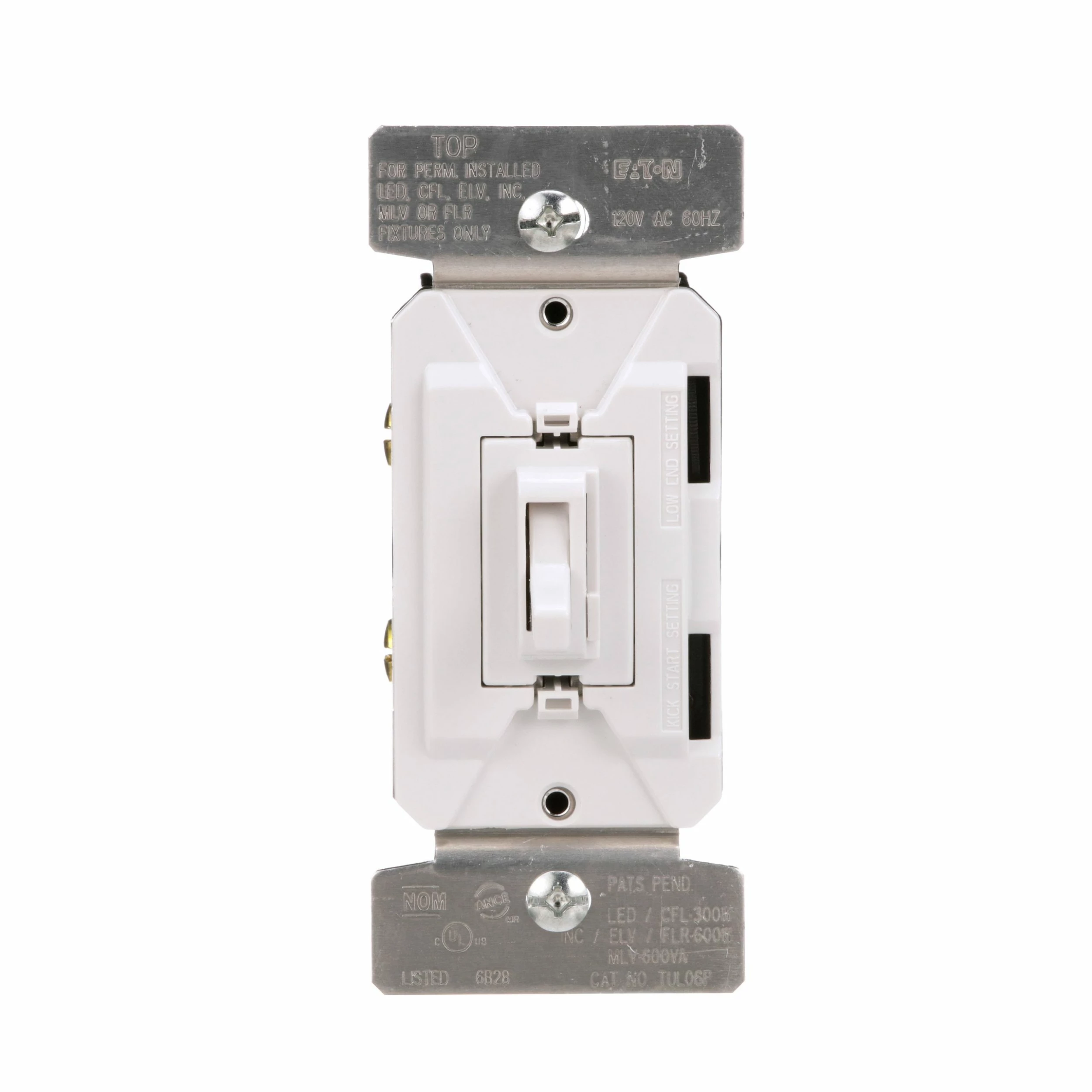 Eaton Light Dimmers Universal Dimmers Single-Pole/3-Way LED Toggle Light Dimmer, White/Light Almond/Ivory 2 Eaton Light Dimmers Universal Dimmers Single-Pole/3-Way LED Toggle Light Dimmer, White/Light Almond/Ivory - Image 2