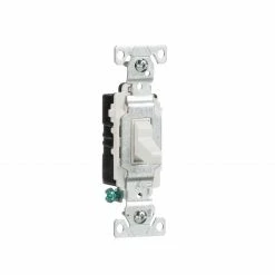 Eaton Light Switches 20-Amp Single-Pole Toggle Light Switch, White -Eaton Outlet Store 42247214