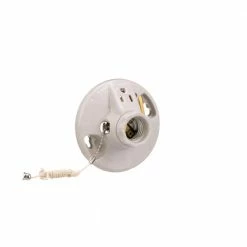 Eaton Light Sockets Porcelain Pull Chain Ceiling Socket, White -Eaton Outlet Store 42275881