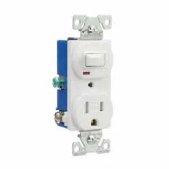 Eaton Electrical Outlets 15-Amp Tamper Resistant Residential/Commercial Duplex Switch Outlet, White -Eaton Outlet Store 43089978