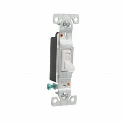 Eaton Light Switches 15-Amp Single-Pole Toggle Light Switch, White -Eaton Outlet Store 44129808
